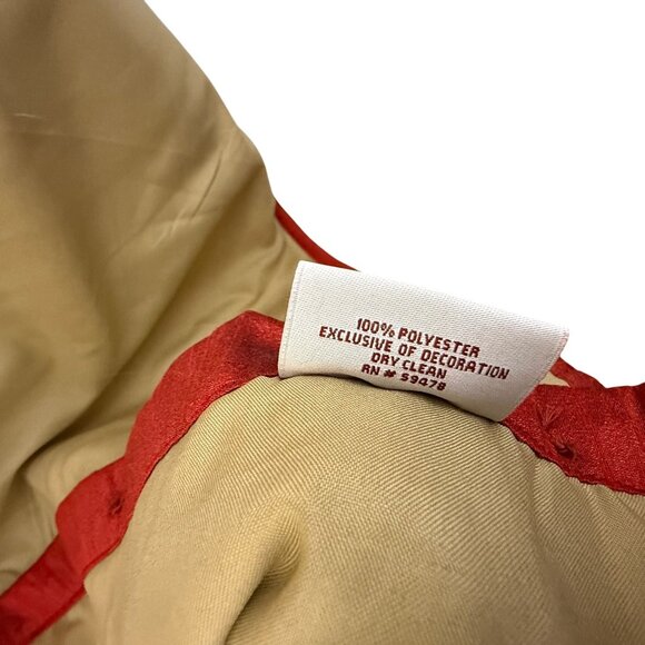 Earl & Wilson Christmas Tree Skirt Embroidered Gold Red Poinsettia Button Classi - Picture 3 of 6